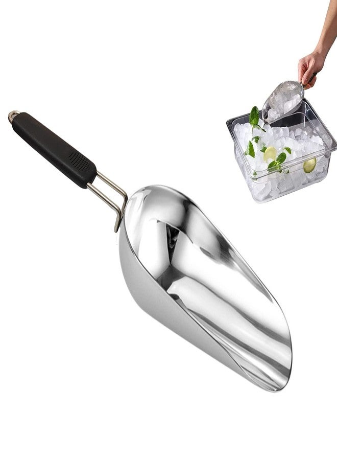 HSHQING Stainless Steel 6 Ounce Ice Scoop With Good Grip Handle - Kitchen, Freezer, Dog Food, Popcorn Scoop - Dishwasher Safe - Image 1
