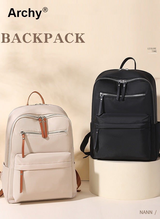 Archy Solid Color Backpack for Women Large Capacity Zipper Daypack Multi-Layered Compartment  - Image 3