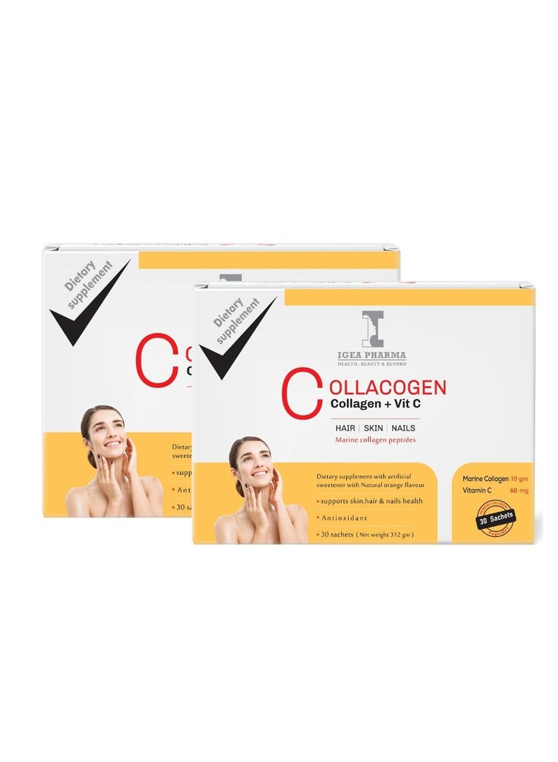 إيجيا فارما مجموعة كولاجين من قطعتين بنكهة البرتقال (60 كيسًا) - Image 2