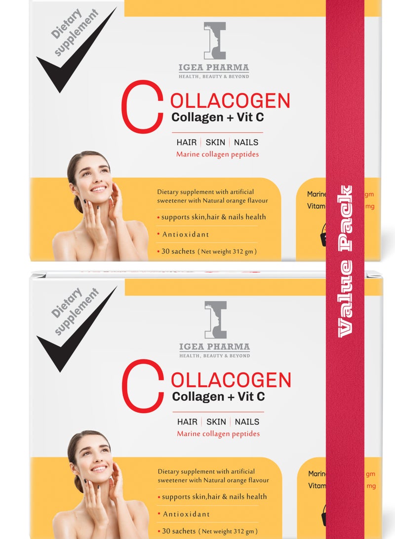 إيجيا فارما مجموعة كولاجين من قطعتين بنكهة البرتقال (60 كيسًا) - Image 1