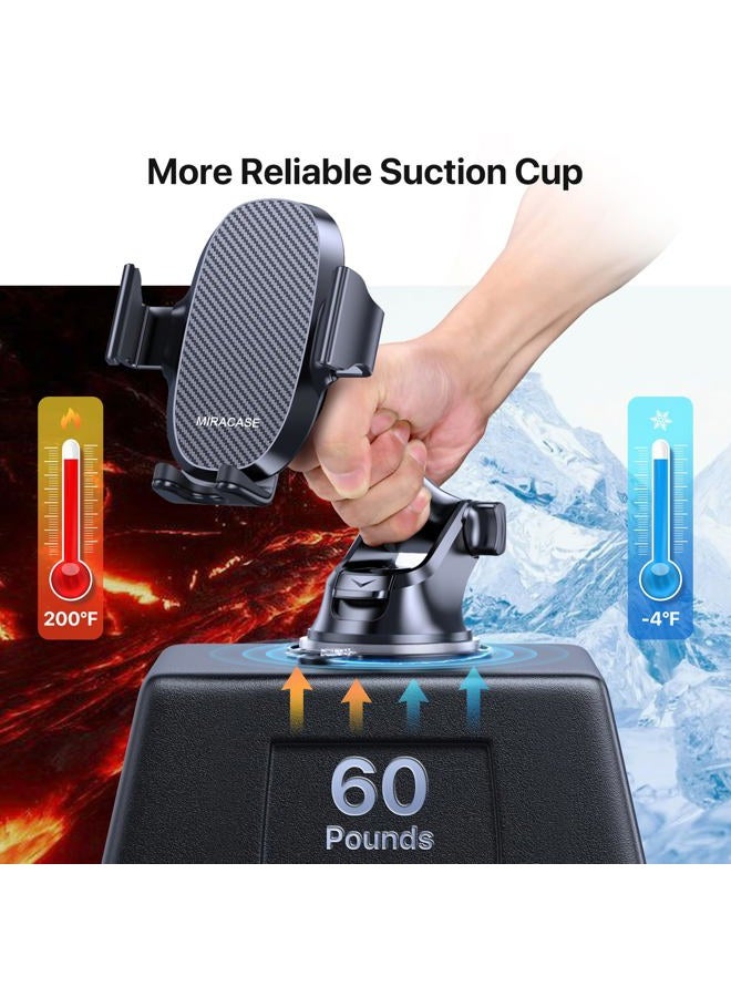 Miracase حامل هاتف محمول عالمي بدرجة عسكرية للسيارة، [ثابت للغاية وقوي الشفط] حامل هاتف بدون استخدام اليدين على لوحة القيادة والزجاج الأمامي وفتحة تهوية السيارة مناسب لجميع الهواتف المحمولة - Image 3