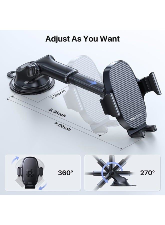 Miracase حامل هاتف محمول عالمي بدرجة عسكرية للسيارة، [ثابت للغاية وقوي الشفط] حامل هاتف بدون استخدام اليدين على لوحة القيادة والزجاج الأمامي وفتحة تهوية السيارة مناسب لجميع الهواتف المحمولة - Image 4
