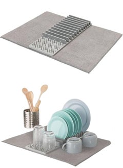 FALMER Microfiber Dish Rack and Drying Mat - Space-Saving Design Folds for Easy Storage, Base Rack 23.5X17.5cm  - Image 1