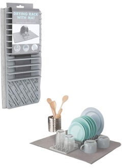 FALMER Microfiber Dish Rack and Drying Mat - Space-Saving Design Folds for Easy Storage, Base Rack 23.5X17.5cm  - Image 2