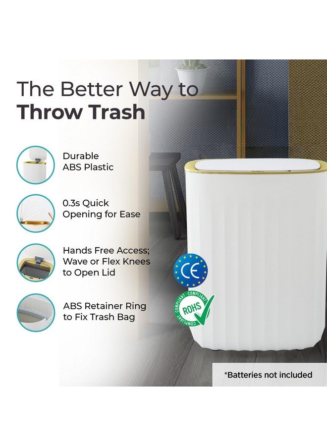 The Better Home سلة المهملات الذكية 12 لتر من ذا بيتر هوم | ضمان لمدة سنة | سلة للحمام | سلة مهملات أوتوماتيكية بحساس ذكي 31 سم لغرفة النوم | سلة مهملات للمكتب | سلة قمامة - أبيض وذهبي - Image 3