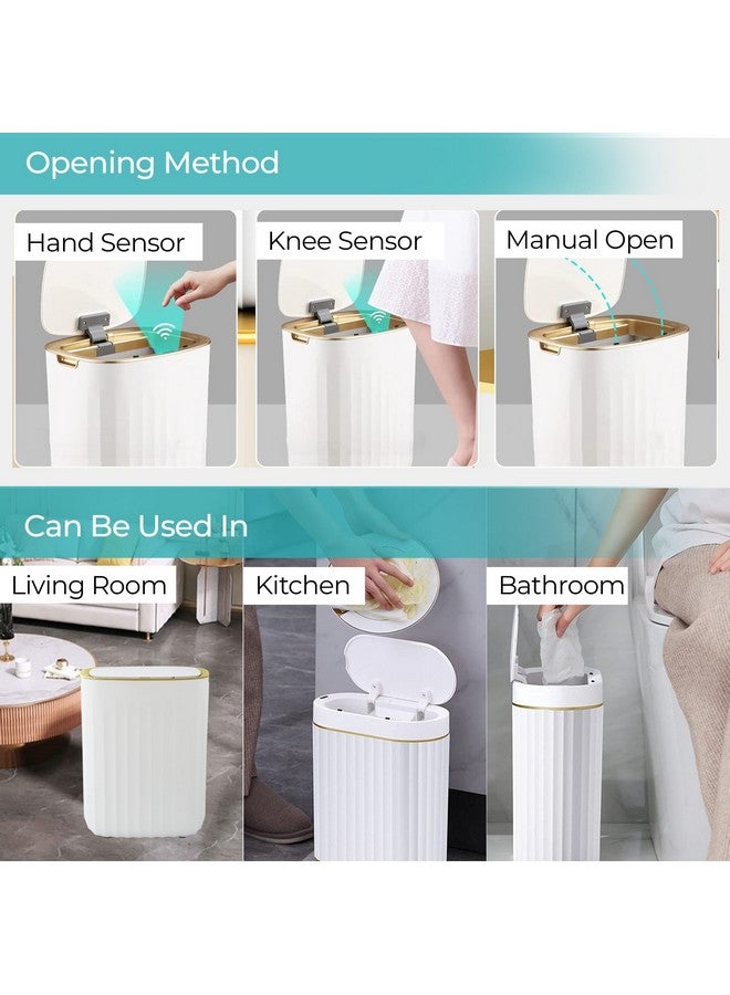 The Better Home سلة المهملات الذكية 12 لتر من ذا بيتر هوم | ضمان لمدة سنة | سلة للحمام | سلة مهملات أوتوماتيكية بحساس ذكي 31 سم لغرفة النوم | سلة مهملات للمكتب | سلة قمامة - أبيض وذهبي - Image 4