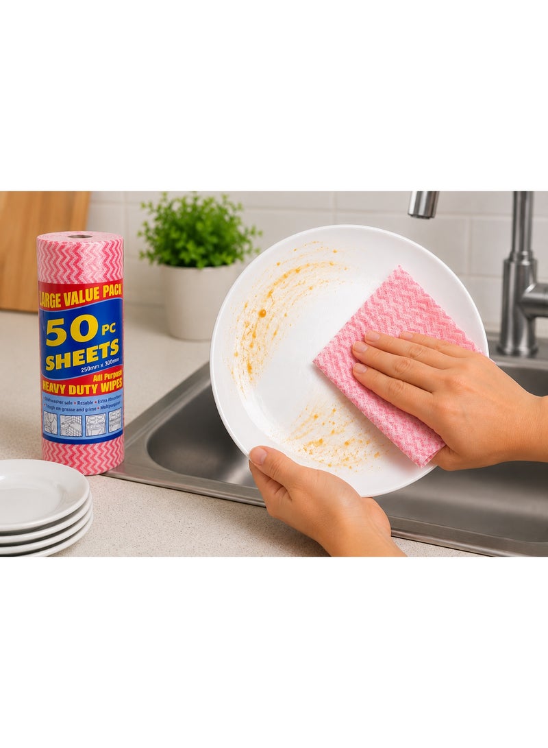 Group Tiger Reusable Microfiber Kitchen Roll | Multi-Purpose Cleaning Cloth (MultiColor, 50 Sheets) - Image 1