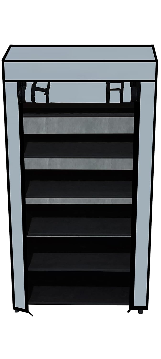 SANAMSTORE Multipurpose 6 Tier Rack ShoeClothesBooks Stand Rack with Cover for Home Need to Be Assemble DIY Grey Metal Cm - Image 4