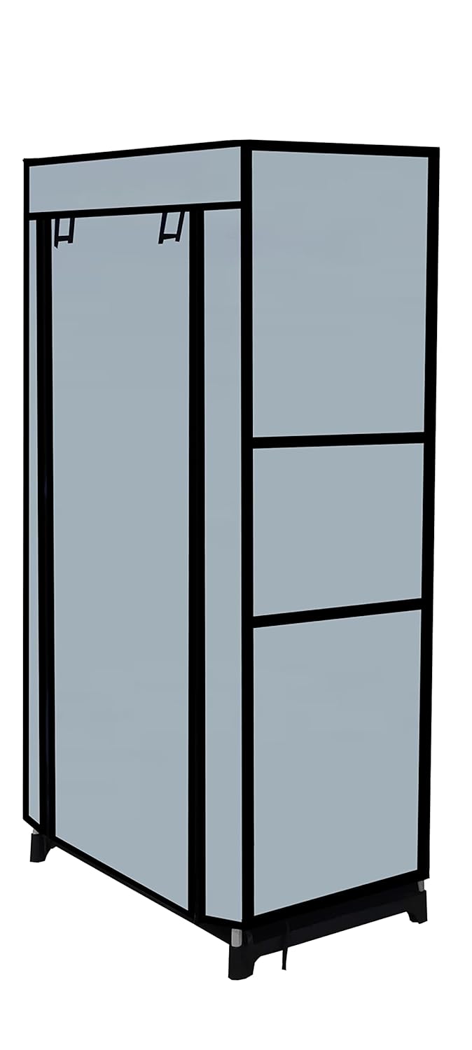 SANAMSTORE Multipurpose 6 Tier Rack ShoeClothesBooks Stand Rack with Cover for Home Need to Be Assemble DIY Grey Metal Cm - Image 5
