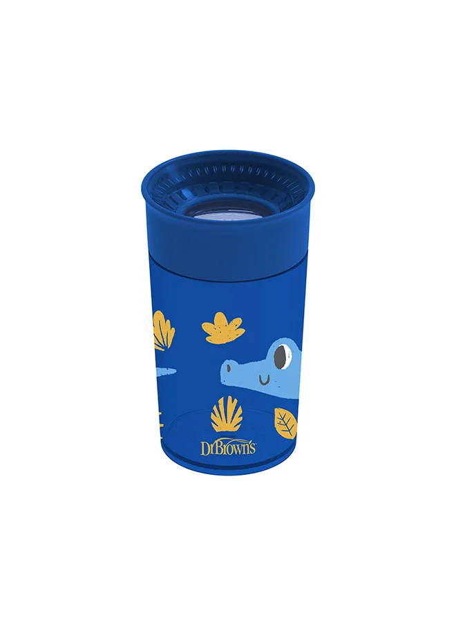 دكتور براونز Smooth Wall Cheers 360 Cup, Anti-Colic 10 Oz/300 Ml, Blue Deco (9M+), 1-Pack