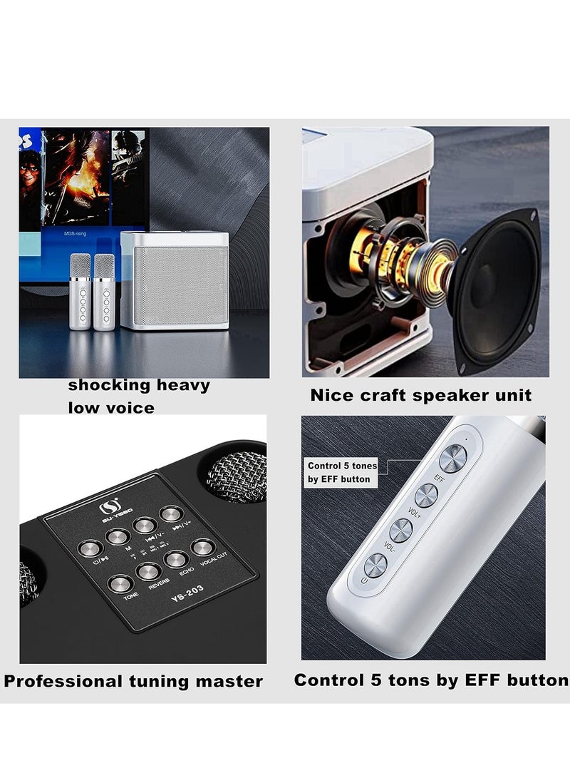 ELTRAZONE Rechargeable Speaker & Microphone Set - 1 HD Sound Speaker & 2 Voice Changing Microphones, Portable Stereo Soundbox with Deep Bass, Hi-Quality Sound, Beige – Perfect for Parties, Karaoke, and Outdoor Fun  - Image 4
