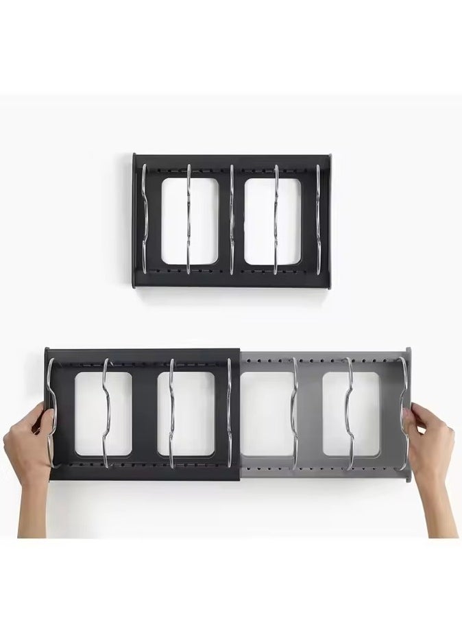 VIO VIO® 2 Pack Pan Pot Lid Rack Organizer Kitchen 7 Tier Adjustable Rack with Steel Seperators for Kitchen Cabinet Countertop Cupboard Hanging Storage Shelf Cookware Drying Shelf Expandable Up To 22 Inches  - Image 3