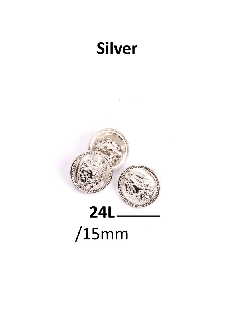 26pcs Lion Design Round Metal Button Set. Sewing metal Button for Dress. (Silver Color)  - Image 5