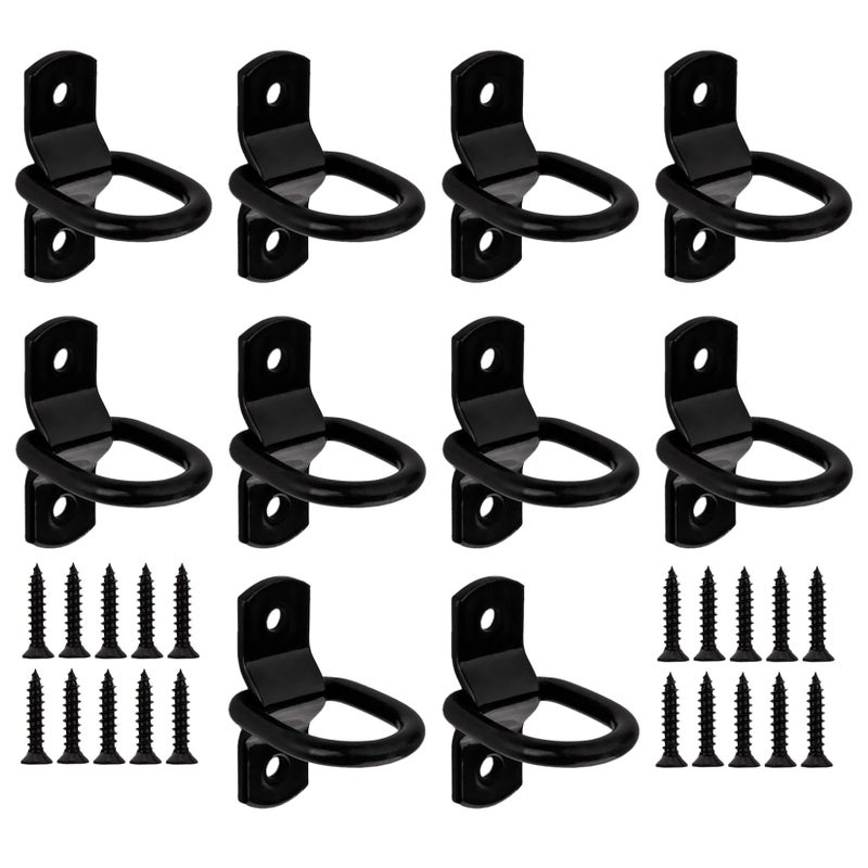 Xingwenhao D Rings Tie Down Anchors Hooks 10pcs 14 Heavy Duty Tie Down D Rings Black DRings Tie Downs Trailer Anchors 220 lbs Capacity for Trailer Truck Bed Bracket Pickup RV Boat Cargo Tie Down Straps - Image 3