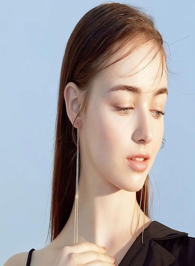 يس ليدي أقراط YESLADY طويلة للغاية بشرابة للنساء، مطلية بالذهب، أقراط متدلية طويلة. - Image 4