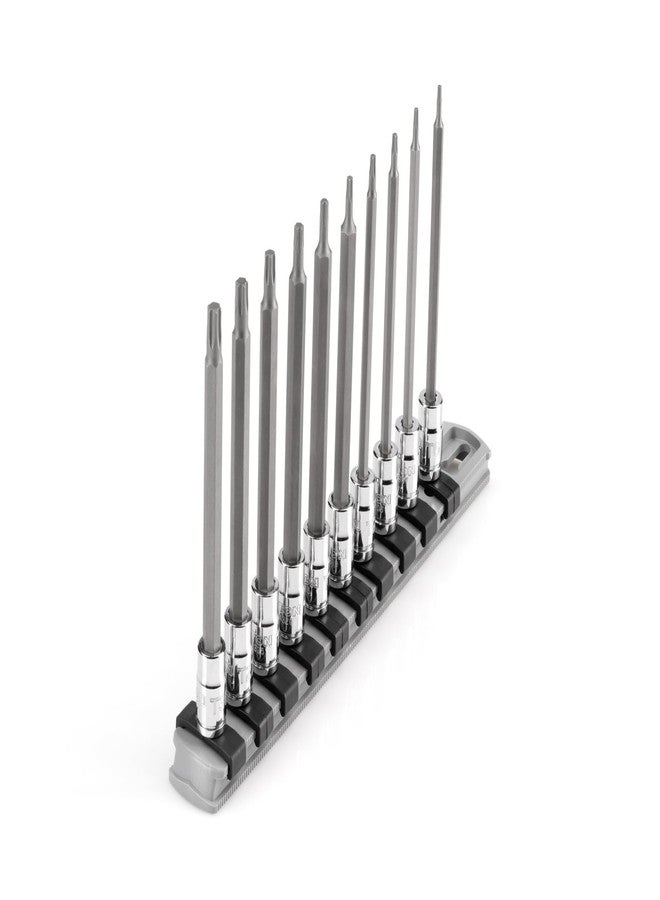 TEKTON 1/4 Inch Drive Long Torx Bit Socket Set with Rail, 10-Piece (T6-T30) | SHB90109 - Image 1