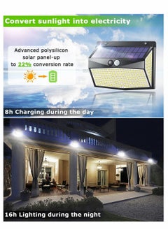 Excefore Solar Security Light, Body Sensing Wall Light, Outdoor Sensor Motion IP65 Waterproof 318 LED/3 Lighting Modes Wide Angle Solar Wall Light for Outdoor, Yard, Garage, Fence 2 [Energy Class A+++]  - Image 3