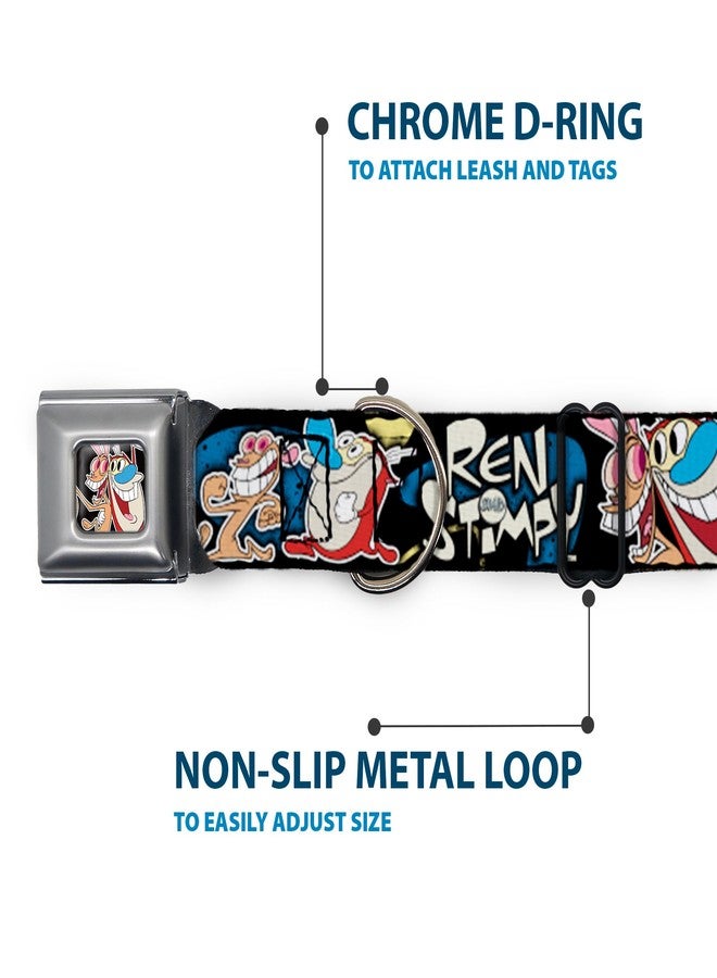Buckle Down Ren and Stimpy Dog Collar Seatbelt Buckle Ren Stimpy Poses Black Blue Yellow, Multicolor, 1.5" Wide - Fits 18-32" Neck - Large (DC-WRN001-WL) - Image 5