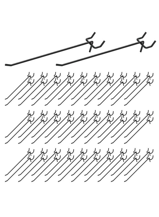Yauhar 50Pcs 8"/20CM Pegboard Hooks Assortment Set, Metal Peg Board Hooks with 2.5mm Hole Pitch 4mm Wire Diameter Slatwall Hanging Hook for Garage Organization Wall Hanging (Black) - Image 1