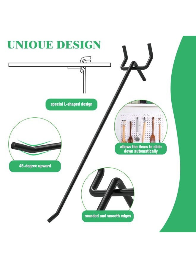 Yauhar 50Pcs 8"/20CM Pegboard Hooks Assortment Set, Metal Peg Board Hooks with 2.5mm Hole Pitch 4mm Wire Diameter Slatwall Hanging Hook for Garage Organization Wall Hanging (Black) - Image 4