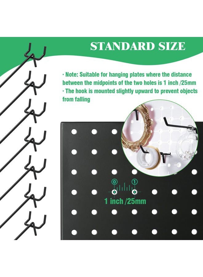 Yauhar 50Pcs 8"/20CM Pegboard Hooks Assortment Set, Metal Peg Board Hooks with 2.5mm Hole Pitch 4mm Wire Diameter Slatwall Hanging Hook for Garage Organization Wall Hanging (Black) - Image 5