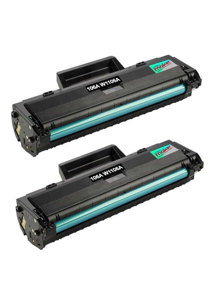 Office Maker Office Maker 106A Toner Cartridge With Chip W1106A Compatible For HP LaserJet 107a MFP 135a 135w 137fnw Printer - 2 Pack  - Image 1