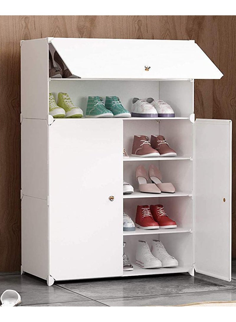 DubaiGallery Plastic Modular Shoe Cabinet Cube Shoe Storage Organizer Portable Adjustable Shoe Rack Shelf Space Saving Doors Closet Entryway - Image 3
