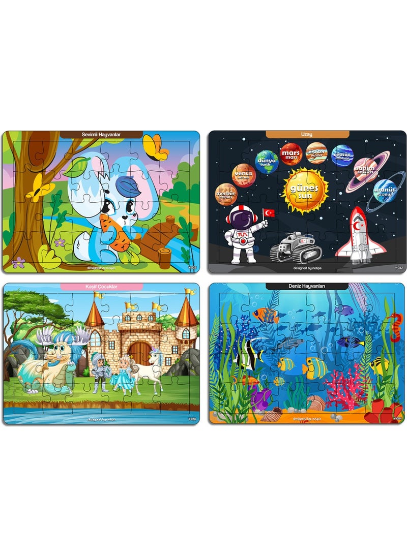 KutuTR Notpa Educational and Tutorial Wooden 24 Piece Colorful Puzzle Set of 4 for Children 12  - Image 2