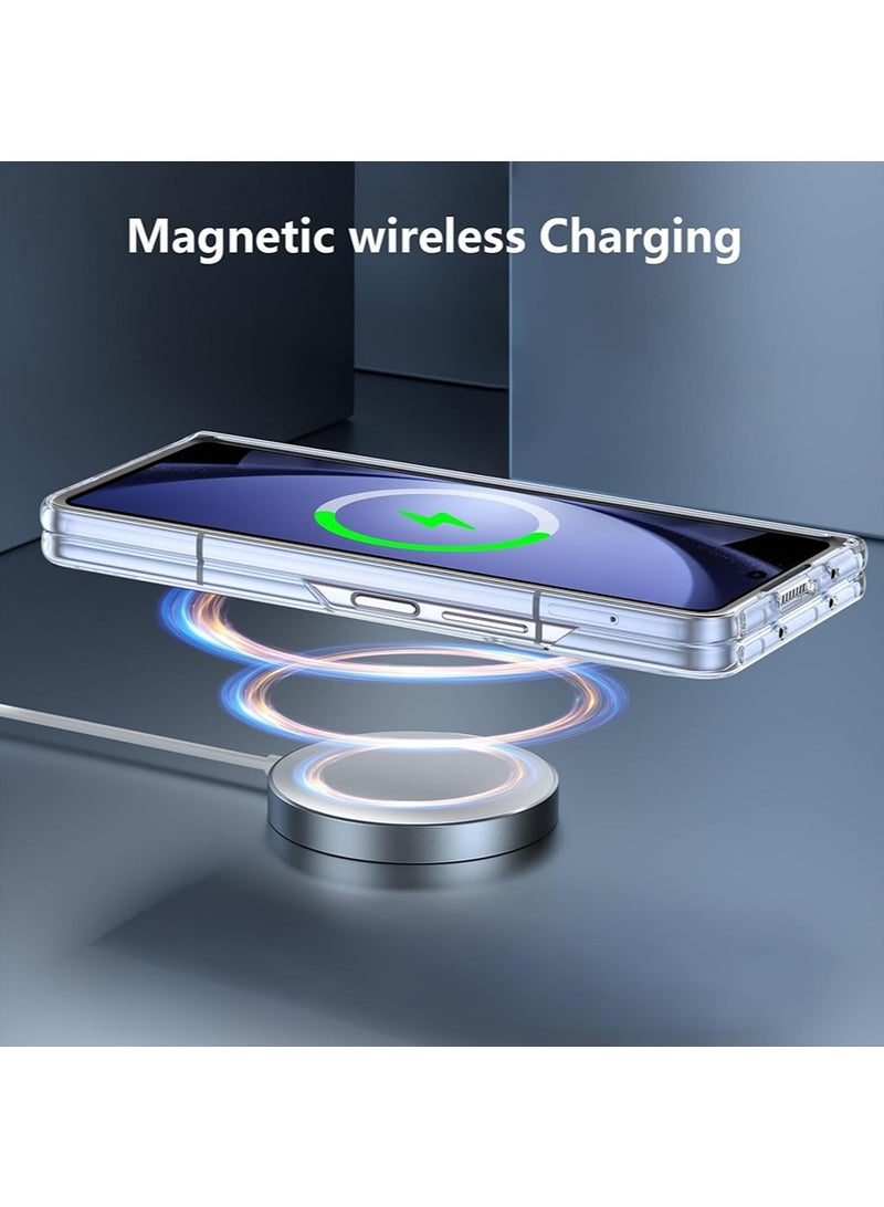 X-level Samsung Galaxy Z Fold 6 Case Clear Magnetic Compatible with Magsafe, Thin Slim Transparent Non Yellowing, Soft Silicone Bumper & Hard Plastic Protective Cover for Women, Clear - Image 5