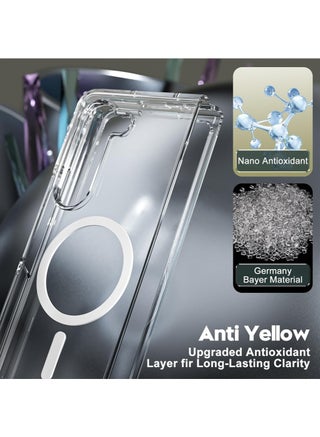 Samsung Galaxy Z Fold 6 Case Clear Magnetic Compatible with Magsafe, Thin Slim Transparent Non Yellowing, Soft Silicone Bumper & Hard Plastic Protective Cover for Women, Clear - view 4