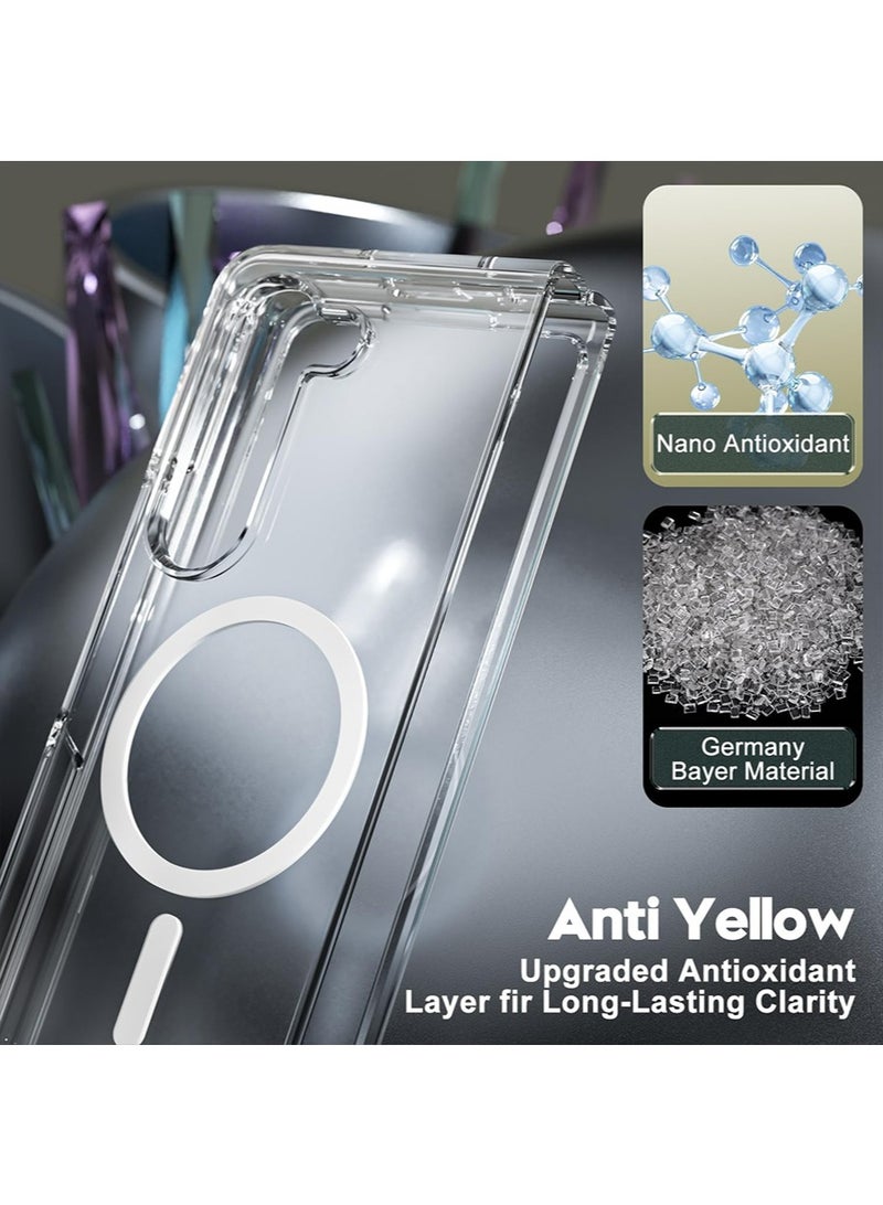 X-level Samsung Galaxy Z Fold 6 Case Clear Magnetic Compatible with Magsafe, Thin Slim Transparent Non Yellowing, Soft Silicone Bumper & Hard Plastic Protective Cover for Women, Clear - Image 4