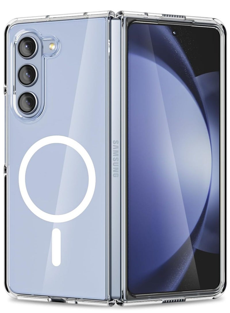X-level Samsung Galaxy Z Fold 6 Case Clear Magnetic Compatible with Magsafe, Thin Slim Transparent Non Yellowing, Soft Silicone Bumper & Hard Plastic Protective Cover for Women, Clear - Image 1