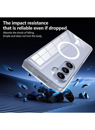 Samsung Galaxy Z Fold 6 Case Clear Magnetic Compatible with Magsafe, Thin Slim Transparent Non Yellowing, Soft Silicone Bumper & Hard Plastic Protective Cover for Women, Clear - view 2