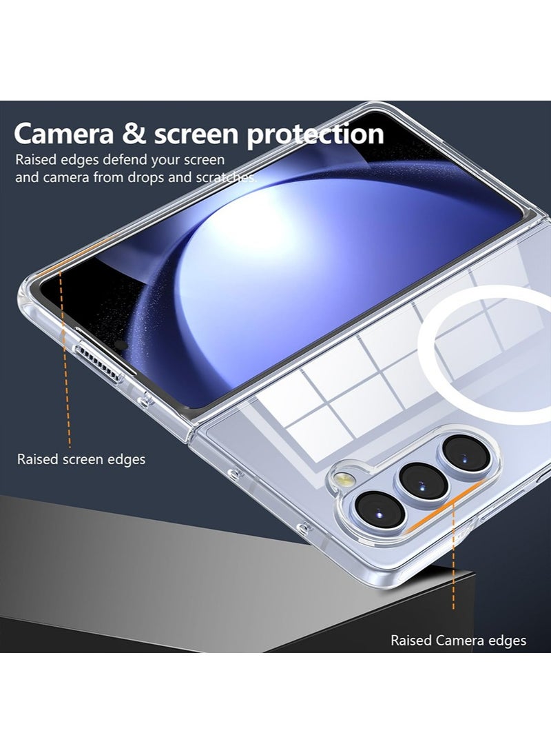 X-level Samsung Galaxy Z Fold 6 Case Clear Magnetic Compatible with Magsafe, Thin Slim Transparent Non Yellowing, Soft Silicone Bumper & Hard Plastic Protective Cover for Women, Clear - Image 3