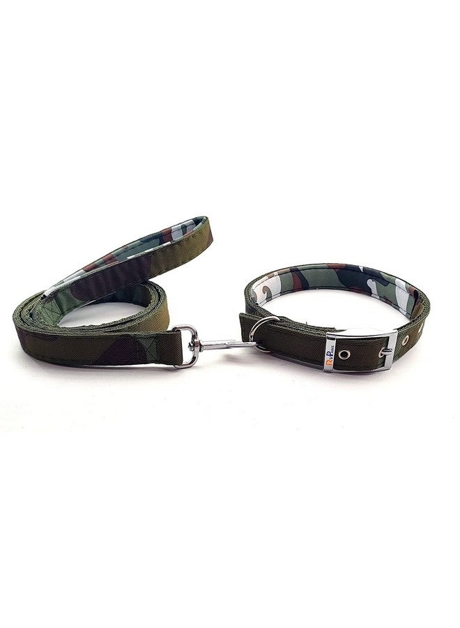 Dog Army Printed Padded Collar And Leash Set Military Design Heavy Hook Neck Collar Belt And Padded Handle Leash For Maxi, Medium And Large Breed Dogs - Image 1