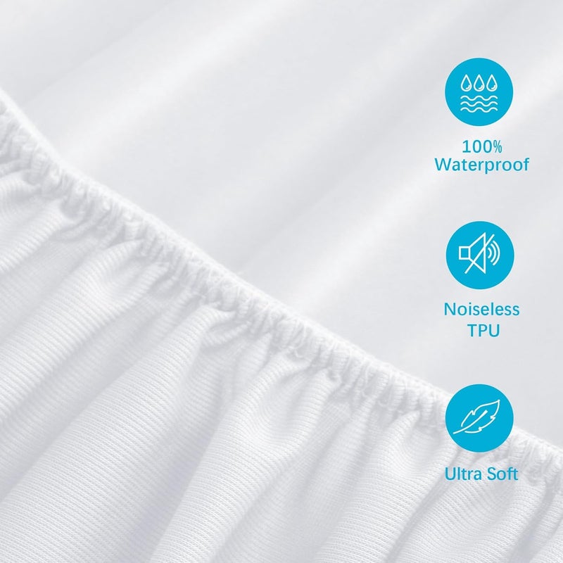 Biloban 2 Pack Twin Mattress Protector Waterproof, Noiseless & Soft Coverage Mattress Fitted Sheet Twin with Deep Pocket up to 14", Super Breathable & Easy Wash Twin Size Mattress Protector - Image 3