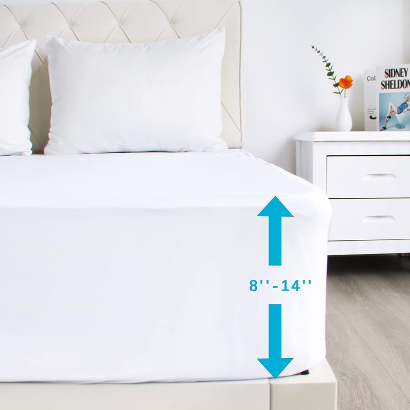 Biloban 2 Pack Twin Mattress Protector Waterproof, Noiseless & Soft Coverage Mattress Fitted Sheet Twin with Deep Pocket up to 14", Super Breathable & Easy Wash Twin Size Mattress Protector - Image 2