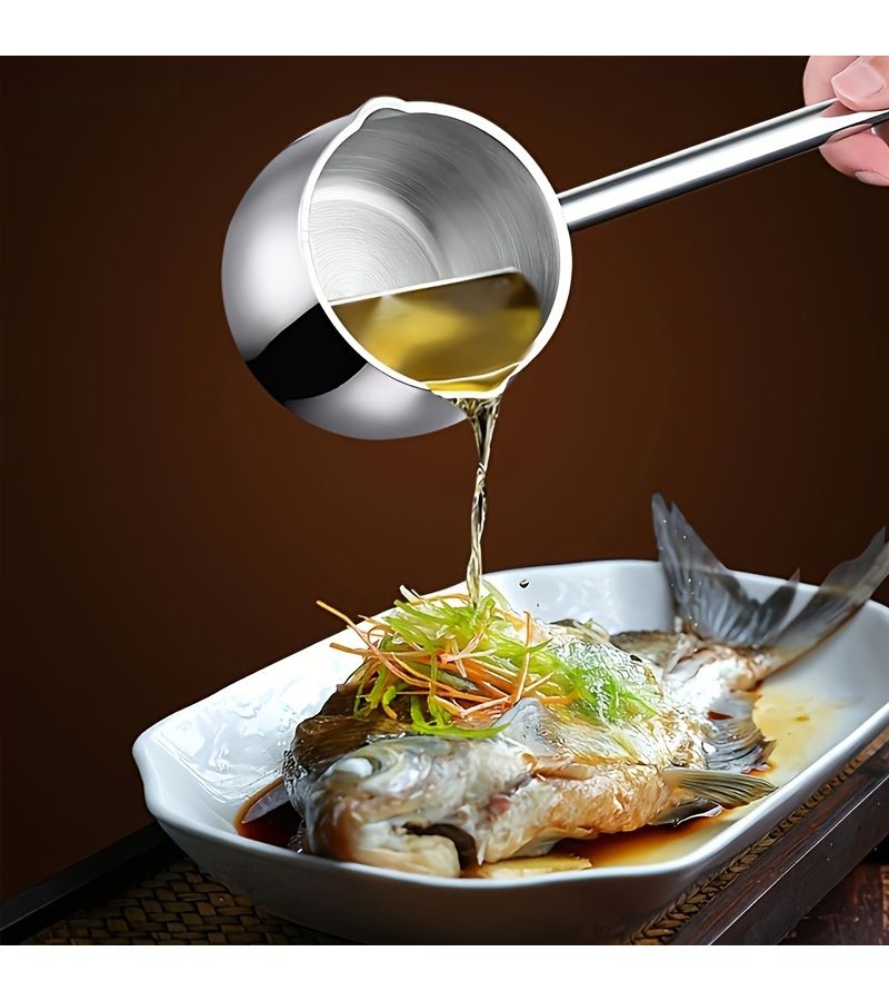 Durable Stainless Steel Pot With Long Handle 1pc For Heating And Pouring Oil Milk Home Outdoor Cooking - Image 4