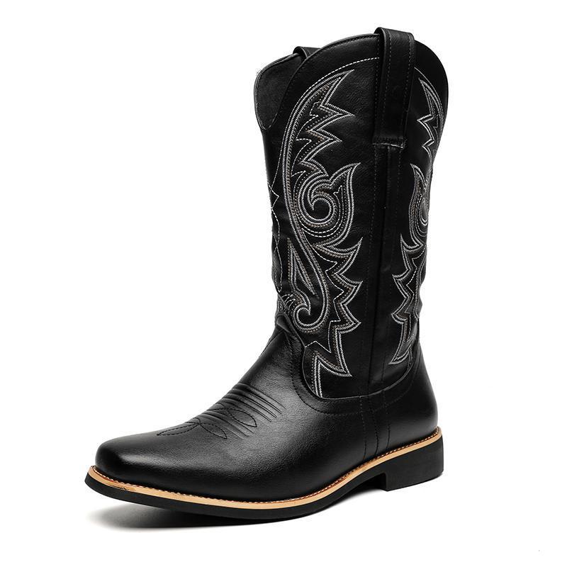 2024 Four Seasons National Fashion Flower Carving Martin Gao Bang Plus Size Court Style Retro Workwear Motorcycle Boots Men'S Shoes - Image 1