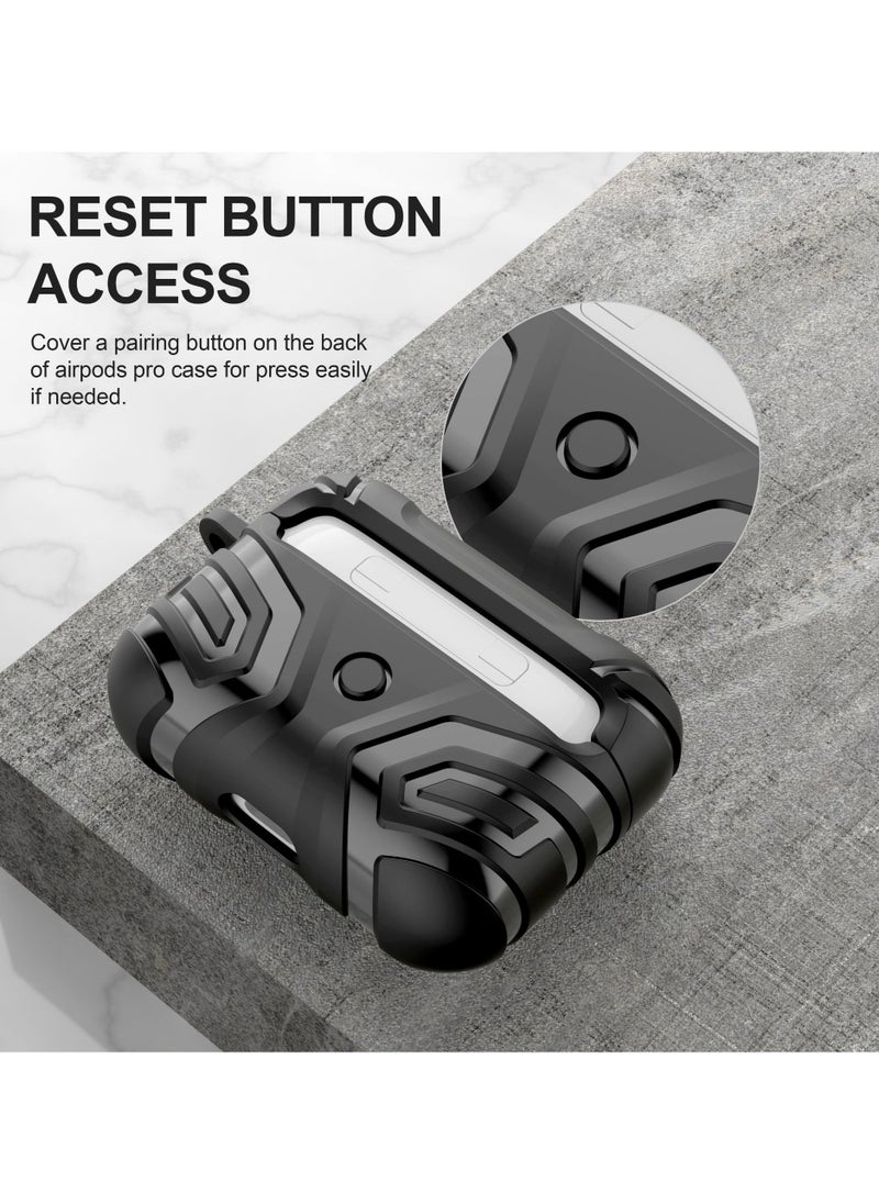 Youque - Case for Apple Airpods 4 TPU Hard Shell Shockproof Armor Case Cover with Carabiner Black - Image 1