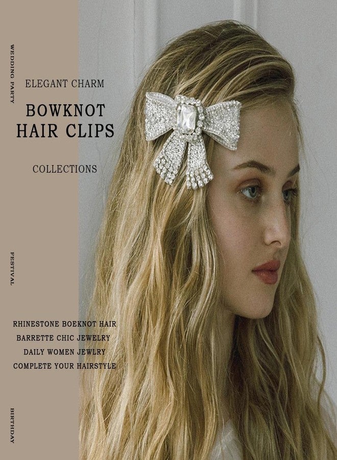 Fdesigner Crystal Bowknot Hair Clips, Comb & Barrette - Rhinestone Hair Jewelry for Wedding Bride, Sparkly Hair Accessories for Party Prom Gift (Clips-Fashion) - Image 2