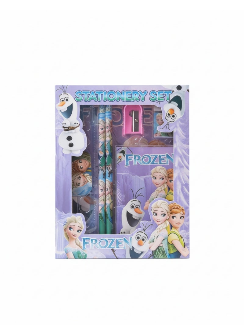 Frozen Elsa Frozen Themed Student Stationery Set Cute Cartoon School Supplies Gift Box Suitable For Primary School Kids Girls Includes Pencils Erasers Pencil Sharpeners Straight Ruler Small Notebook Complete Stationery Kit For Back To School Birthday Party Daily Learning Gift - Image 5