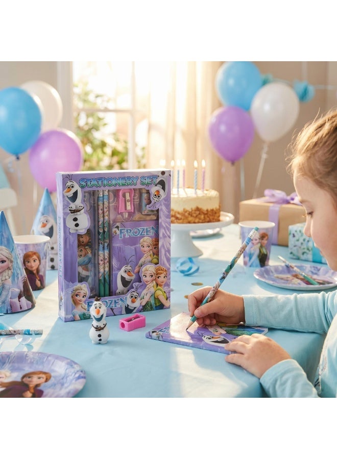 Frozen Elsa Frozen Themed Student Stationery Set Cute Cartoon School Supplies Gift Box Suitable For Primary School Kids Girls Includes Pencils Erasers Pencil Sharpeners Straight Ruler Small Notebook Complete Stationery Kit For Back To School Birthday Party Daily Learning Gift - Image 2