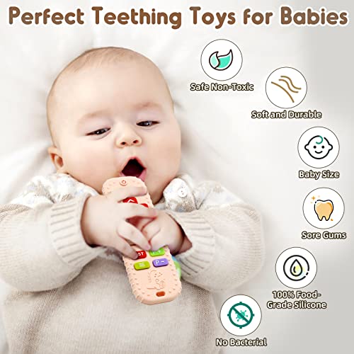 AiTuiTui Teething Relief Teethers Toys for Babies 3-6 12 Months Gifts, Food Grade Silicone Sensory Remote Control Baby Teether Bath Toys for 3 9 18 Months Newborn Infant Boy Girl Autism, Pink - Image 2