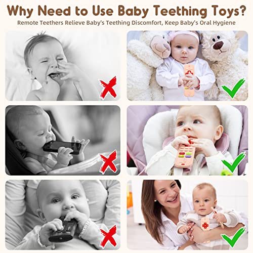 AiTuiTui Teething Relief Teethers Toys for Babies 3-6 12 Months Gifts, Food Grade Silicone Sensory Remote Control Baby Teether Bath Toys for 3 9 18 Months Newborn Infant Boy Girl Autism, Pink - Image 5