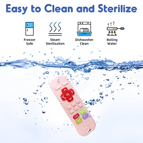 AiTuiTui Teething Relief Teethers Toys for Babies 3-6 12 Months Gifts, Food Grade Silicone Sensory Remote Control Baby Teether Bath Toys for 3 9 18 Months Newborn Infant Boy Girl Autism, Pink - Image 4