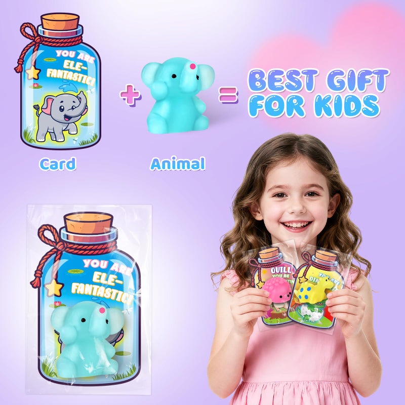 Ellinjan Valentines Day Gifts for Kids Classroom School, 32 Packs Valentines Day Card with Squishy Toys Glow in The Dark, Valentine Party Favor Exchange Gift for Boys Girls Toddlers School Class Game Prizes - Image 5