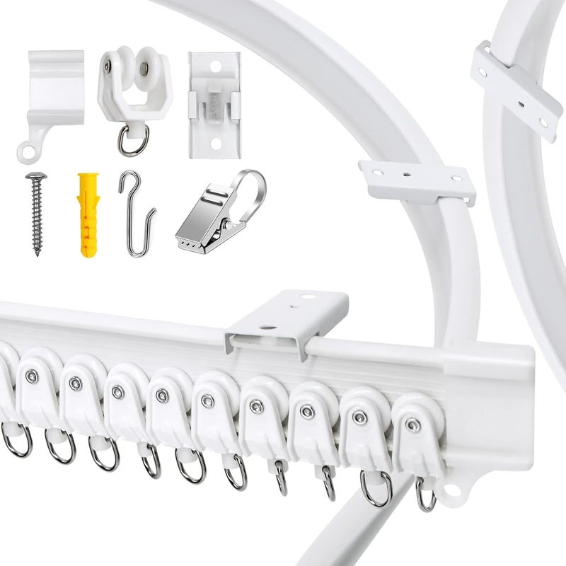 مسار ستارة السقف المنحني القابل للثني VRSS مع مشابك ستارة من الفولاذ المقاوم للصدأ بطول 2 متر (66 قدم) لنظام ستارة الدش على شكل L و U ومسار تقسيم الغرف DIY