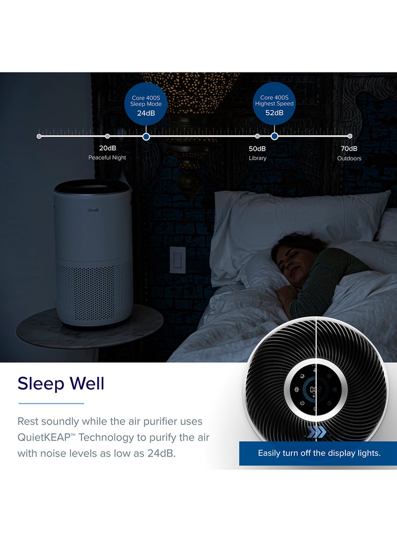 LEVOIT Core 400S Smart WiFi Air Purifier Effective Range 92 m² PM2.5 Laser Dust Sensor Air Quality Core-400S White - Image 5