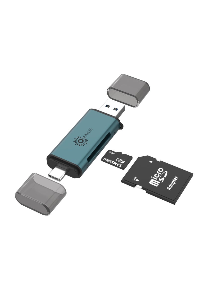 OMAKSS Card Reader USB 3.0/USB C OTG Dual Slot Memory Card Adapter for iPhone 16/15 Series, 2022-2016 MacBook Pro 15/16, M1 M2 Mac Air, iPad, Surface, Dell XPS, Samsung, Huawei - Image 1
